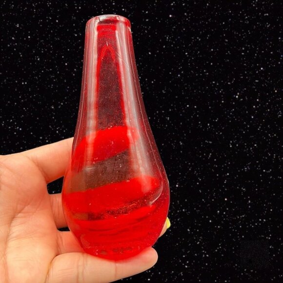 Unmarked Other - Studio Art Glass Red Controlled Bubble Small Bud Vase 5”T 1”W